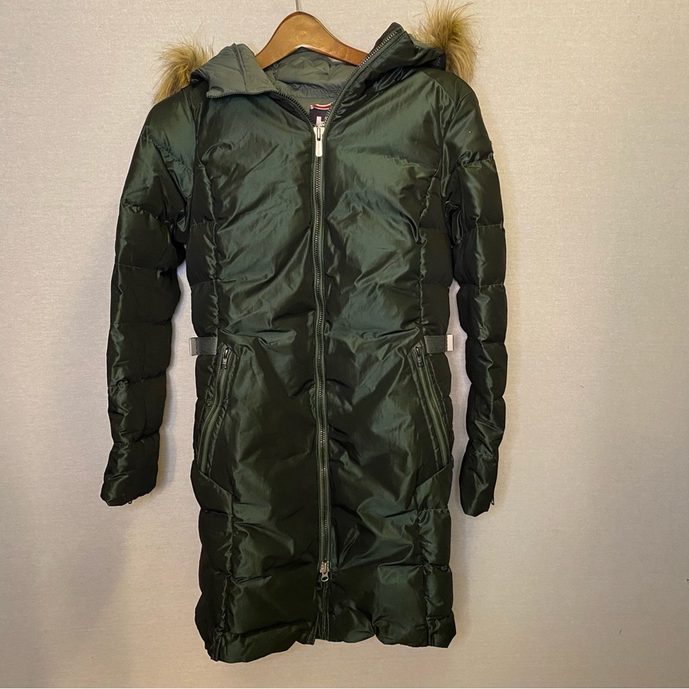 Helly Hansen Down Parka Green Iridescent Detachable Hood Women’s Size Small